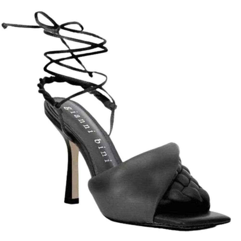 NEW Gianni Bini Dekota Braided Ankle Wrap Lace Up Leather Heeled Sandals Sz. 5.5